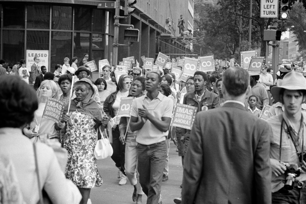 Demonstrators in the Poor People's March at Lafayette Park and Connecticut Avenue in Washington, D.C. (June 1968). Source Wikipedia/CC