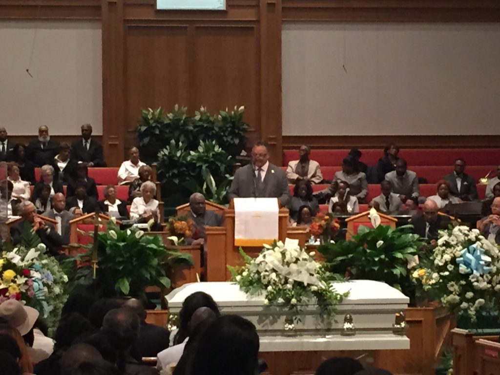 Rev. Jesse Jackson Jr. Speaks at Funeral service for Freddie Gray at New Shiloh Baptist Church.