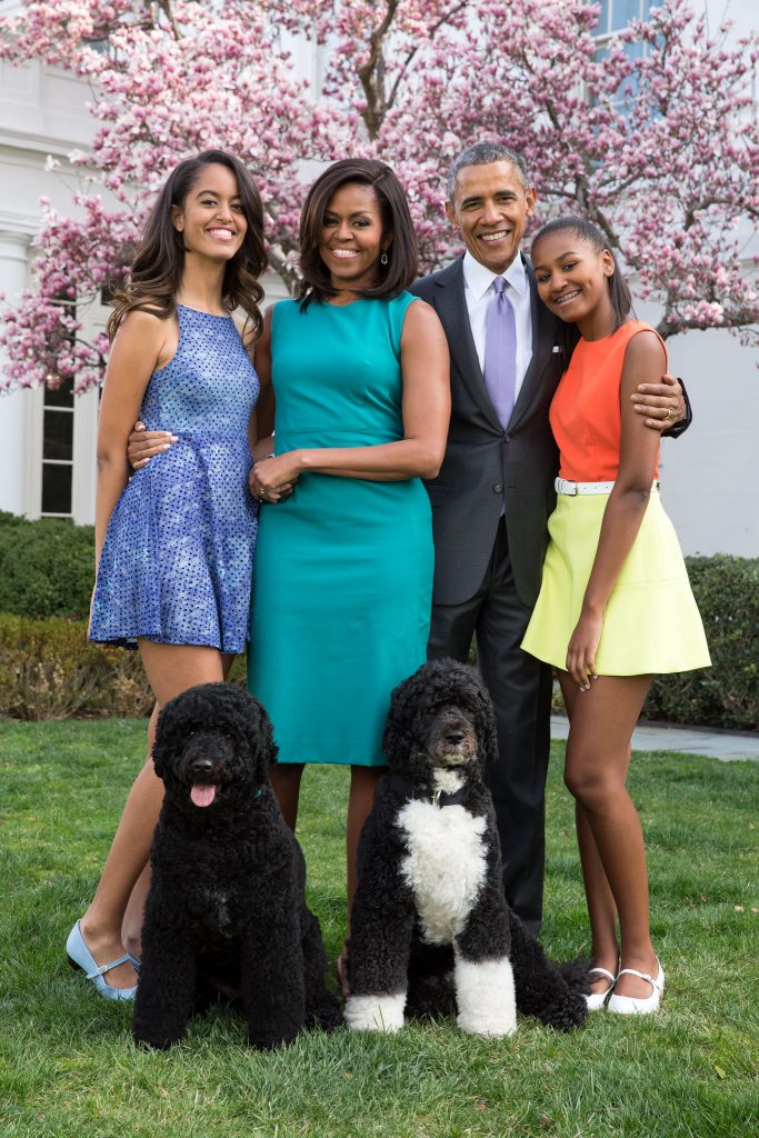 The Royal Family, from right to left: Empress Malia Ann, Valida Sultana Michelle Obama, President Obama and Caesarissa Natasha. >Flickr/IIP Photo Archive