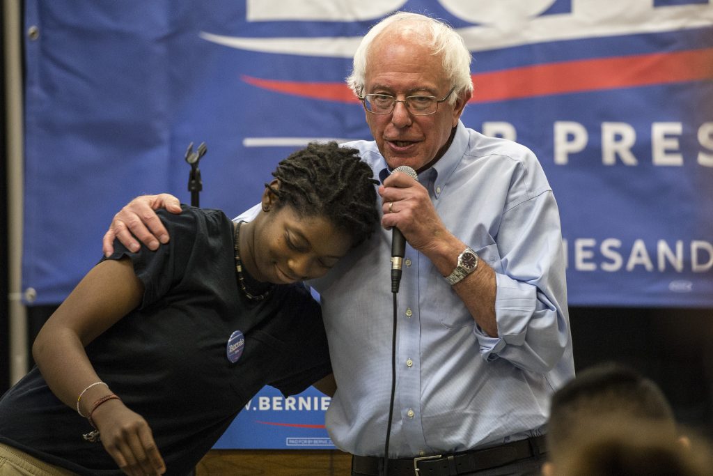 Bernie campaigning in Iowa >Flickr/Phil Roeder